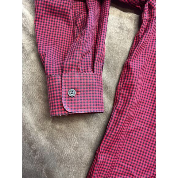 Orvis Button Down Shirt Gingham Check Red Black XL 100% Cotton - Picture 2 of 6